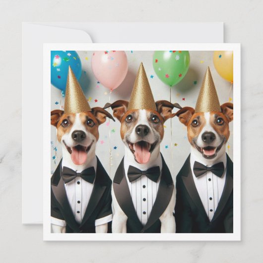 私たちの小さな紳士、犬の誕生日をお祝いしよう 招待状 (正面)
