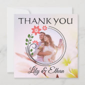 私たちの小さな結婚式からの感謝 - 花の優雅さ サンキューカード (正面)