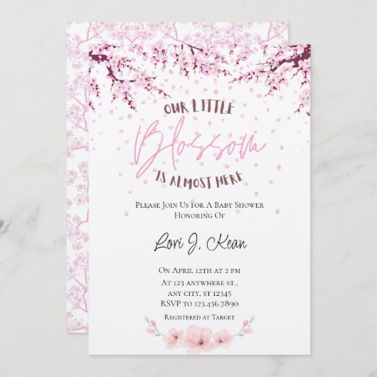 私たちの小さな花少女ベビーシャワー招待状 招待状 (正面/裏面)