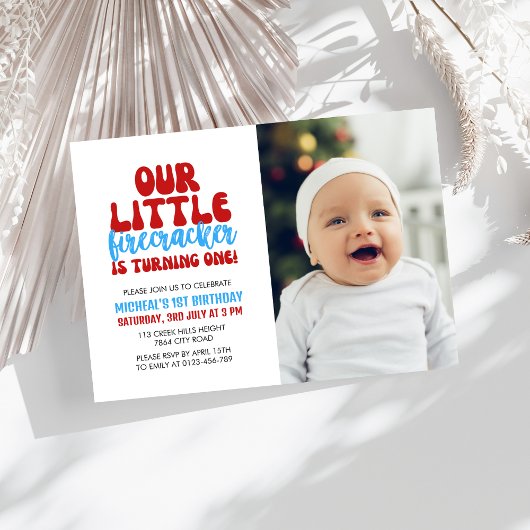 私たちの小さな花火が1歳になる お誕生日会へのご招待 招待状