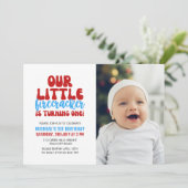 私たちの小さな花火が1歳になる お誕生日会へのご招待 招待状 (スタンド正面)