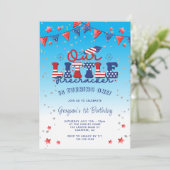 私たちの小さな花火少年 ブルーの1歳の誕生日 招待状 (スタンド正面)