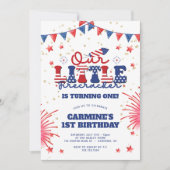 私たちの小さな花火少年 1歳の誕生日 招待状 (正面)