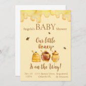 私たちの小さな蜂蜜が行く途中だ!赤ちゃんシャワーカード 招待状 (正面/裏面)