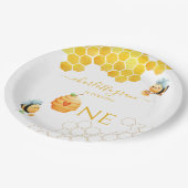 私たちの小さな蜂蜜は一つの蜂誕生日を回している ペーパープレート (アングル)