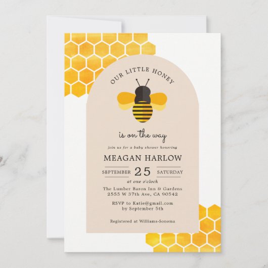 私たちの小さな蜂蜜は、ベビーシャワーの途中です 招待状 (正面)