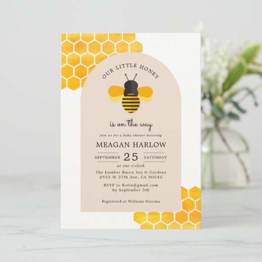 私たちの小さな蜂蜜は、ベビーシャワーの途中です 招待状 (スタンド正面)