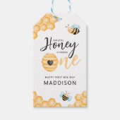 私たちの小さな蜂蜜 |最初の誕生日写真 ギフトタグ (正面)