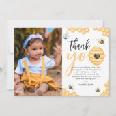 私たちの小さな蜂蜜 |最初の誕生日写真 サンキューカード (正面)