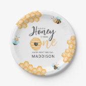 私たちの小さな蜂蜜 |最初の誕生日写真 ペーパープレート (正面)