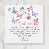 私たちの小さな蝶の写真の誕生日パーティー フェイバータグ (正面)