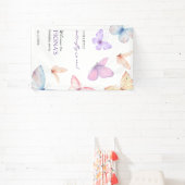 私たちの小さな蝶の女の子の最初の誕生日へようこそ 横断幕 (インサイチュ)