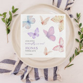 私たちの小さな蝶の女の子の1番目の誕生日かわいいシック スタンダードカクテルナプキン