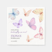 私たちの小さな蝶の女の子の1番目の誕生日かわいいシック スタンダードカクテルナプキン (正面)