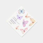 私たちの小さな蝶の女の子の1番目の誕生日かわいいシック スタンダードカクテルナプキン (角)