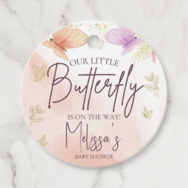 私たちの小さな蝶の水の色ピンク紫の金ゴールド フェイバータグ