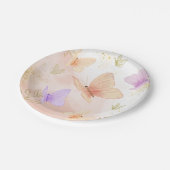 私たちの小さな蝶の水の色ピンク紫の金ゴールド ペーパープレート (アングル)