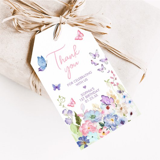 私たちの小さな蝶の誕生日パーティーメッセージカード ギフトタグ