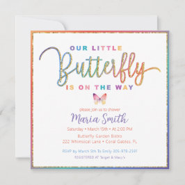 私たちの小さな蝶の赤ちゃんシャワー招待状 招待状