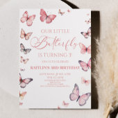私たちの小さな蝶ソフトピンクの誕生日パーティー 招待状