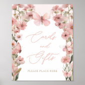 私たちの小さな蝶ピンクの女の子のカードとギフト ポスター (正面)