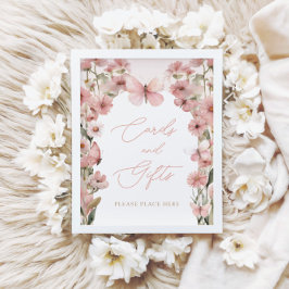 私たちの小さな蝶ピンクの女の子のカードとギフト ポスター