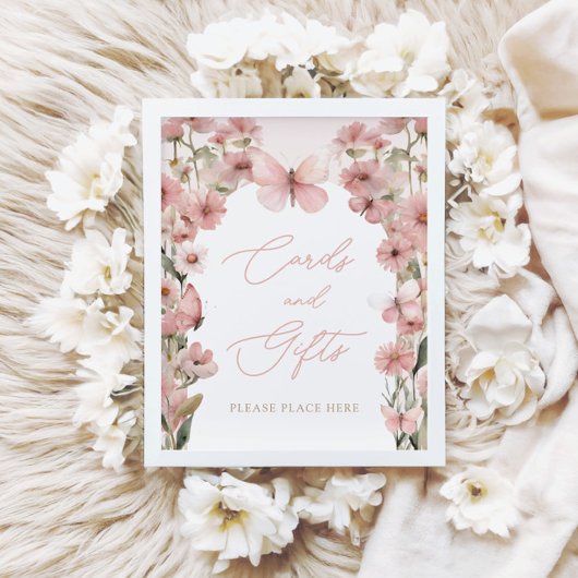 私たちの小さな蝶ピンクの女の子のカードとギフト ポスター