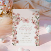 私たちの小さな蝶ピンクの女の子の誕生日 招待状