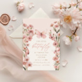 私たちの小さな蝶ピンクの女の子の誕生日 招待状