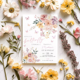 私たちの小さな蝶フローラ1st誕生日 招待状