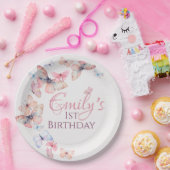 私たちの小さな蝶 – 水色のカラフル誕生日 ペーパープレート (パーティー)