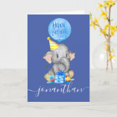 私たちの小さな象の1歳の誕生日を祝う カード (黄色い花)