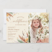 私たちの小さな野の花 2歳の誕生日パーティーの写真 招待状 (正面)
