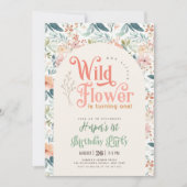 私たちの小さな野生の花1日の誕生日 招待状 (正面)