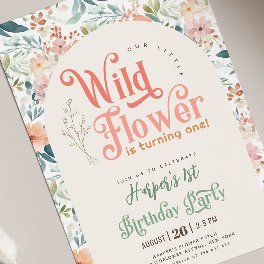 私たちの小さな野生の花1日の誕生日 招待状