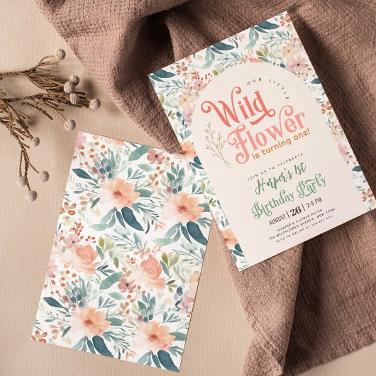 私たちの小さな野生の花1日の誕生日 招待状
