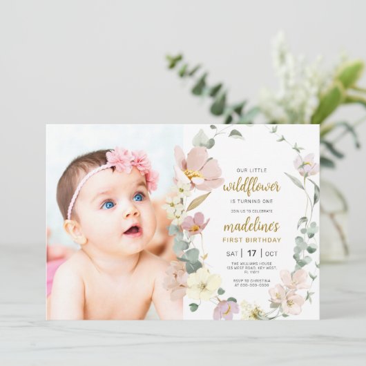 私たちの小さな野花が1歳の誕生日を迎える 招待状 (スタンド正面)