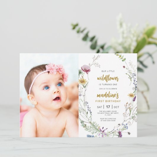 私たちの小さな野花が1歳の誕生日を迎える 招待状 (スタンド正面)