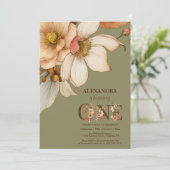 私たちの小さな野花のベビーガール1歳の誕生日 招待状 (スタンド正面)