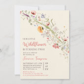 私たちの小さな野花のベビーガール2nd誕生日パーティー 招待状 (正面)