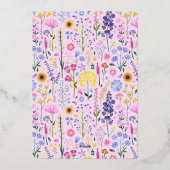 私たちの小さな野花フローラガール1st誕生日 箔招待状 (裏面)