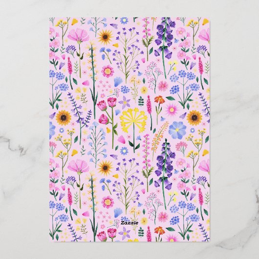 私たちの小さな野花フローラガール1st誕生日 箔招待状 (裏面)