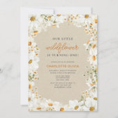 私たちの小さな野花ヴィンテージデイジー1st誕生日 招待状 (正面)