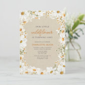 私たちの小さな野花ヴィンテージデイジー1st誕生日 招待状 (スタンド正面)