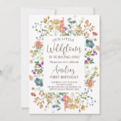 私たちの小さな野花少女の最初の誕生日パーティー 招待状 (正面)