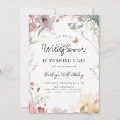 私たちの小さな野花1歳の誕生日 招待状 (正面)