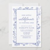 私たちの小さな野花1stバースデーブルーフランスのー 招待状 (正面)