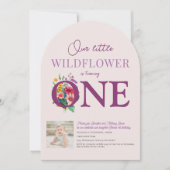 私たちの小さな野花1st誕生日の明るいフローラ 招待状 (正面)