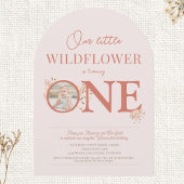 私たちの小さな野花1st誕生日アーチオレンジ 招待状