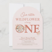 私たちの小さな野花1st誕生日アーチオレンジ 招待状 (正面)